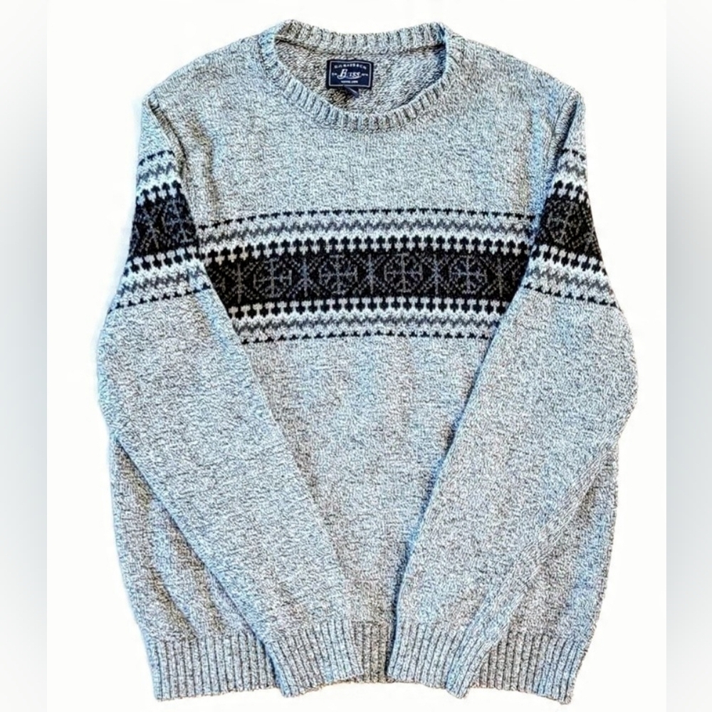 VTG M Bass Cotton Wool FAIR ISLE Ski Pullover Nordic Coastal Grandpa Heritage